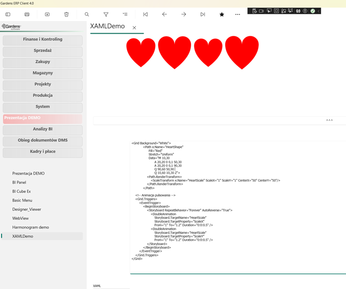 przykład kodu XAML